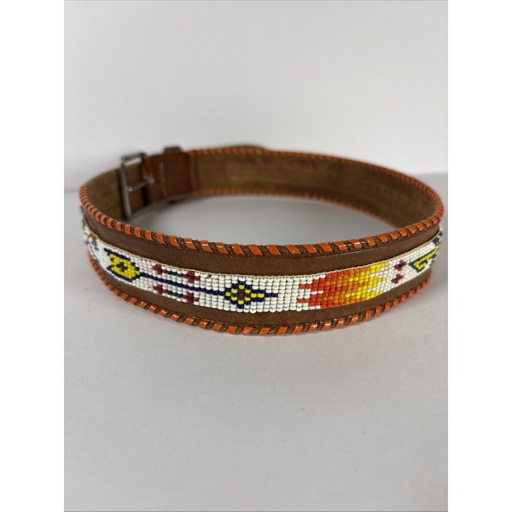 Genuine Leather Vintage Beaded Belt cowgirl,cowboy,western, Indian Size 24